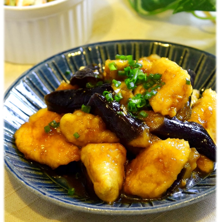 黒酢でさっぱり☆鶏肉と茄子照り焼き